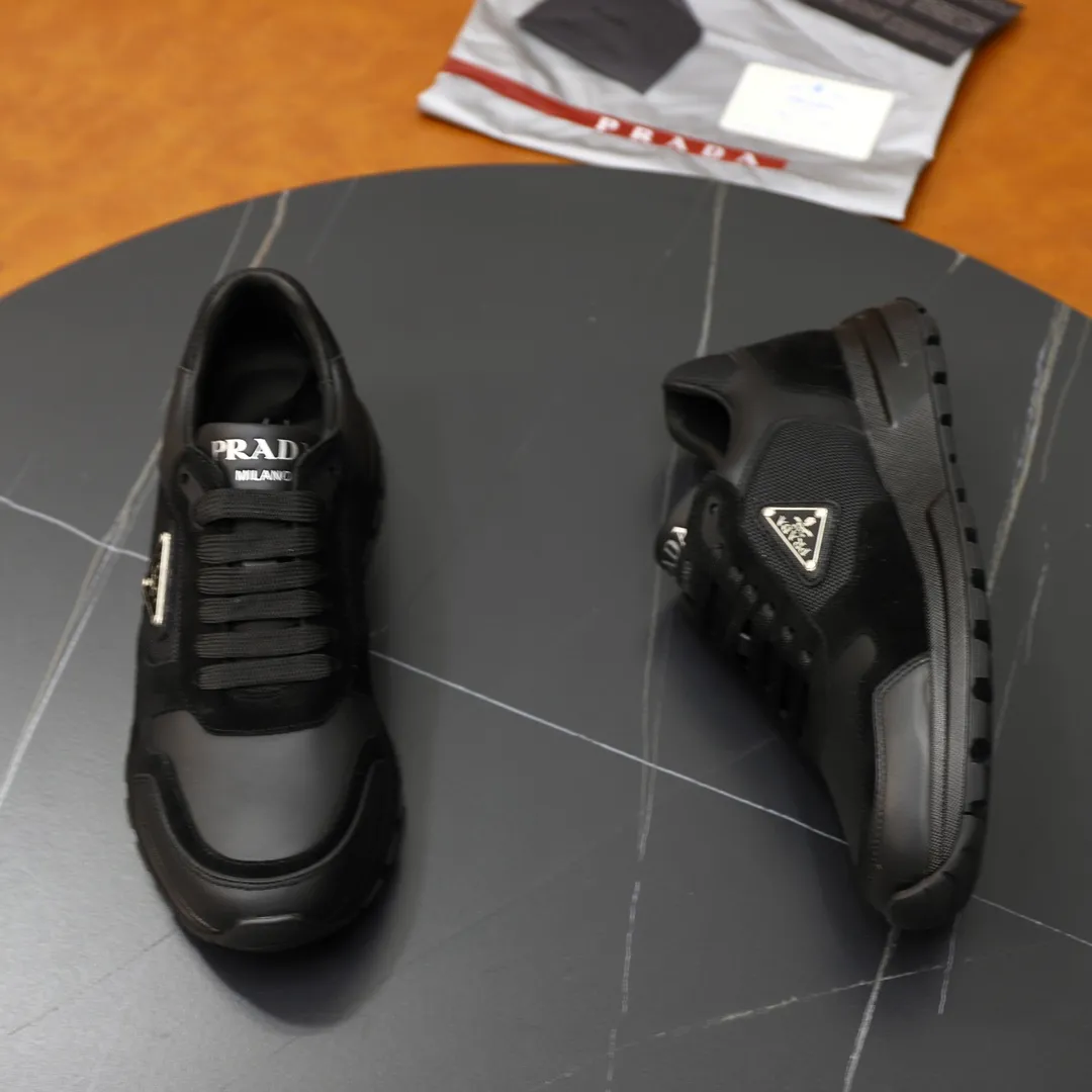 Men's shoes 💰600💰🙅‍♂️🙅‍♂️🙅‍♂️ [PRADA] Prada - High-end quality original order - Upper: Nappa calfskin, tumbled calfskin spliced stretch cloth surface, tongue high frequency brand logo - Lining: water-dyed cowhide - Outsole: ultra-light TPU foam rubber; two-color molded outsole -Ultra-high quality control and fine workmanship: outstanding (high-end, extravagance, grade) -Size: 38-44 (45 can be customized)